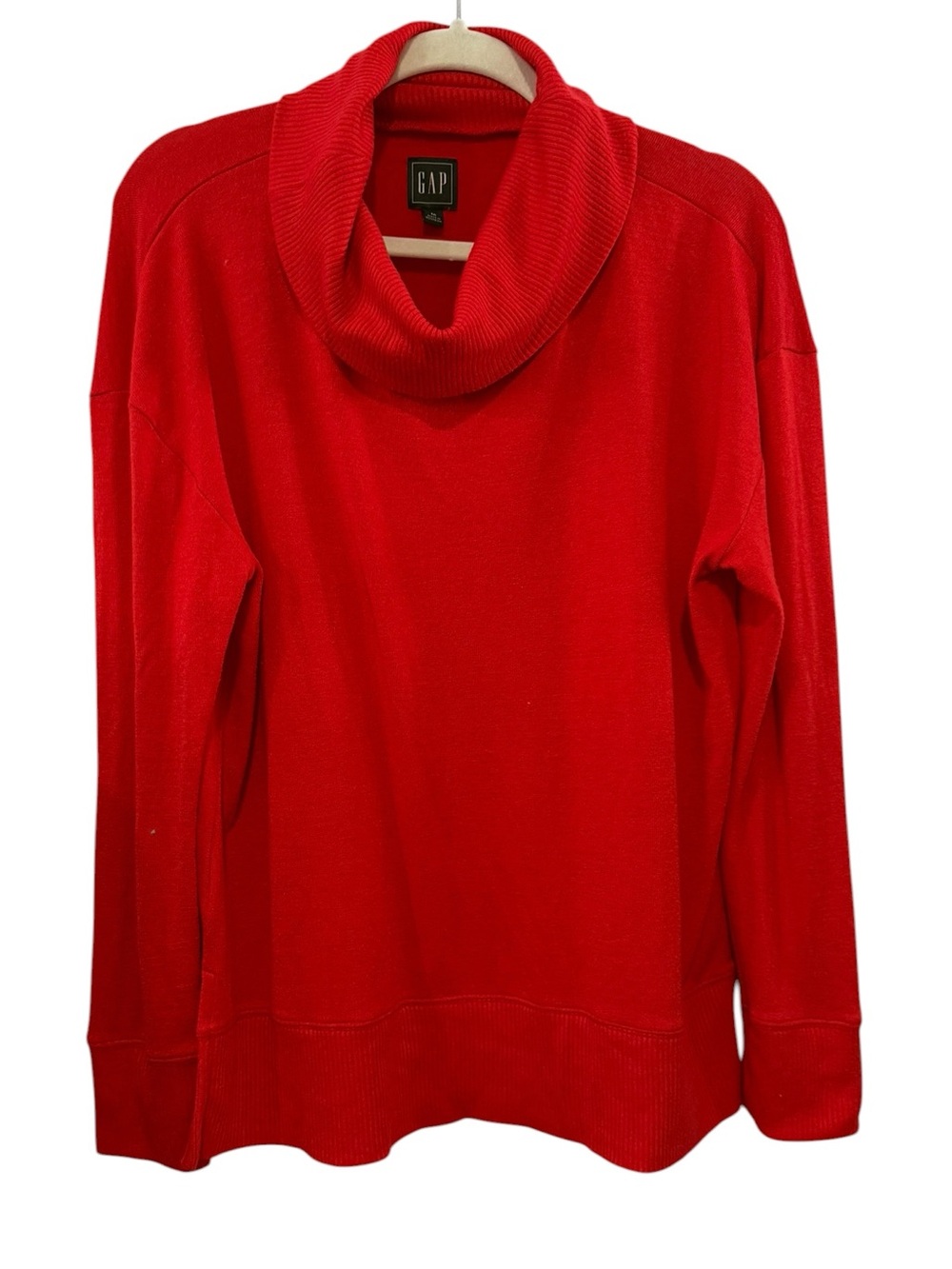 Gap Medium Red Cowl Neck Tunic Sweater Relaxed Fit Side Slit Pullover